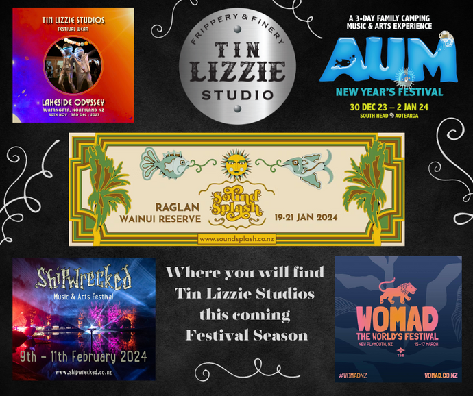Where you will Find Tin Lizzie Studios this Festival Season. Follow the trail of Epic Beats, Good vibes and Awesome Tribes!!!🎉✨