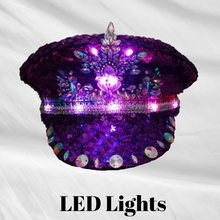 Load image into Gallery viewer, Unique Sequin and Rhinestone LED Captains Hat
