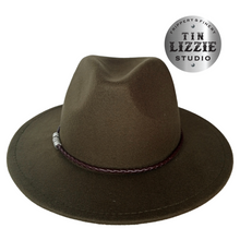 Load image into Gallery viewer, Summer Festival Hat with Vegan Leather Band - Festival Wear