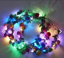 Load image into Gallery viewer, Rainbow LED Flower Crowns - Festival Wear
