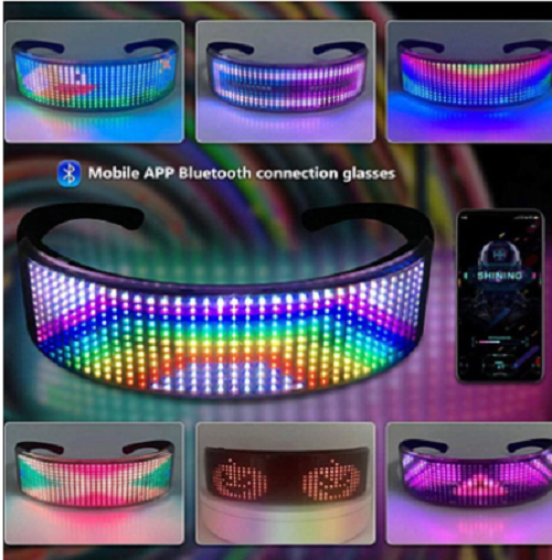 Programmable  Bluetooth LED Wrap Glasses. - Festival Wear