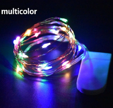 Battery operated seed lights. 1 metre.  Safe to touch. Rainbow colour.