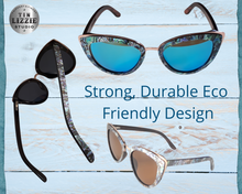 Load image into Gallery viewer, Eco Paua & Wood Design Polarized Sunglasses with Gold Detail