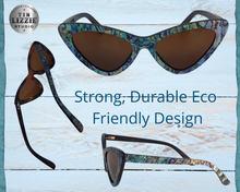 Load image into Gallery viewer, Eco Paua & Wood Cats Eye Design Sunglasses