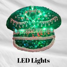 Load image into Gallery viewer, Unique Sequin and Rhinestone LED Captains Hat
