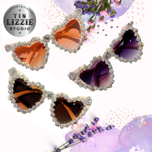 Load image into Gallery viewer, Crystal and Flower Designer Sunglasses
