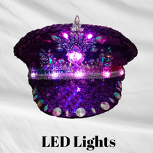 Load image into Gallery viewer, Unique Sequin and Rhinestone LED Captains Hat
