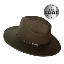 Load image into Gallery viewer, Summer Festival Hat with Vegan Leather Band - Festival Wear
