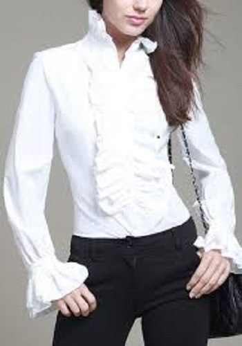 Women's Victorian Era  Ruffle Front Shirt.