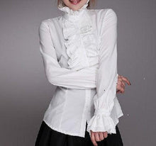 Load image into Gallery viewer, Women&#39;s Victorian Era  Ruffle Front Shirt.
