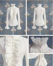 Load image into Gallery viewer, Women&#39;s Victorian Era  Ruffle Front Shirt.
