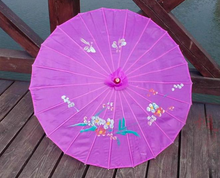 Load image into Gallery viewer, Colourful Chinese Hand-Painted Silk Summer Parasol - Festival Must Have!!
