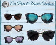 Load image into Gallery viewer, Eco Paua &amp; Wood Design Polarized Sunglasses with Gold Detail
