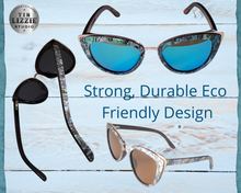 Load image into Gallery viewer, Eco Paua &amp; Wood Design Polarized Sunglasses with Gold Detail
