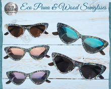 Load image into Gallery viewer, Eco Paua &amp; Wood Cats Eye Design Sunglasses
